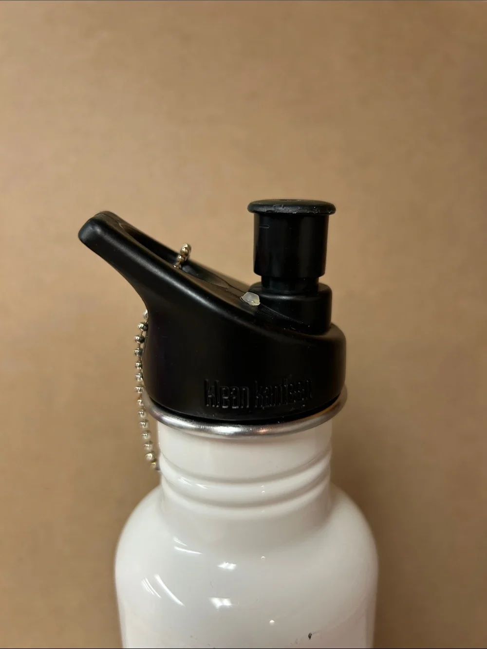 Klean Kanteen White Water Bottle with Black Sport Cap